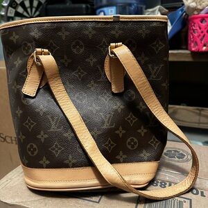 LOUIS VUITTON LV Bucket PM Used Shoulder Tote Bag M42238 France Vintage #AG546 S